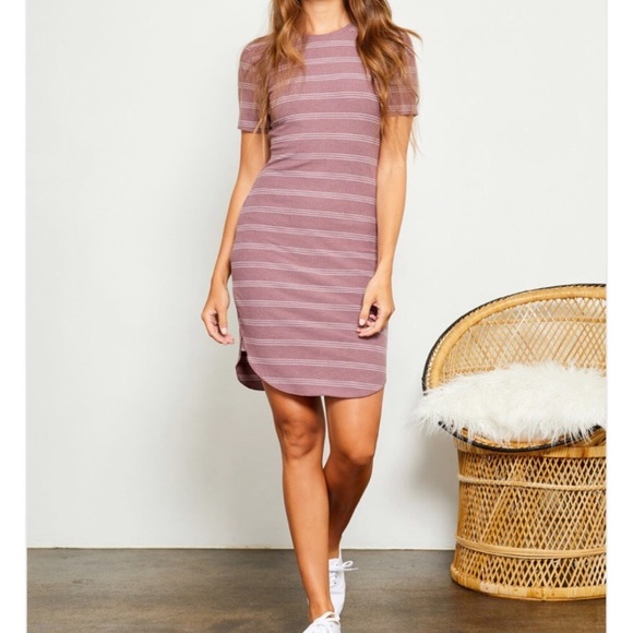 Striped Grey Short Sleeve Dress - Picture 2 of 7